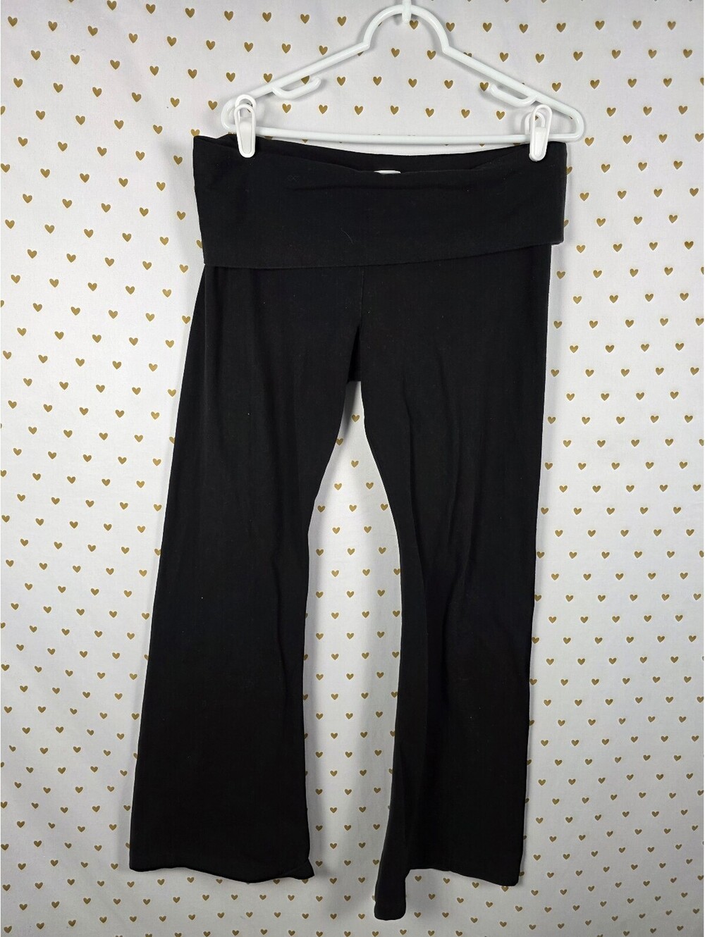 Victorias Secret PINK Studded Bling Logo XL Foldover Flare Yoga Pants - Picture 3 of 5